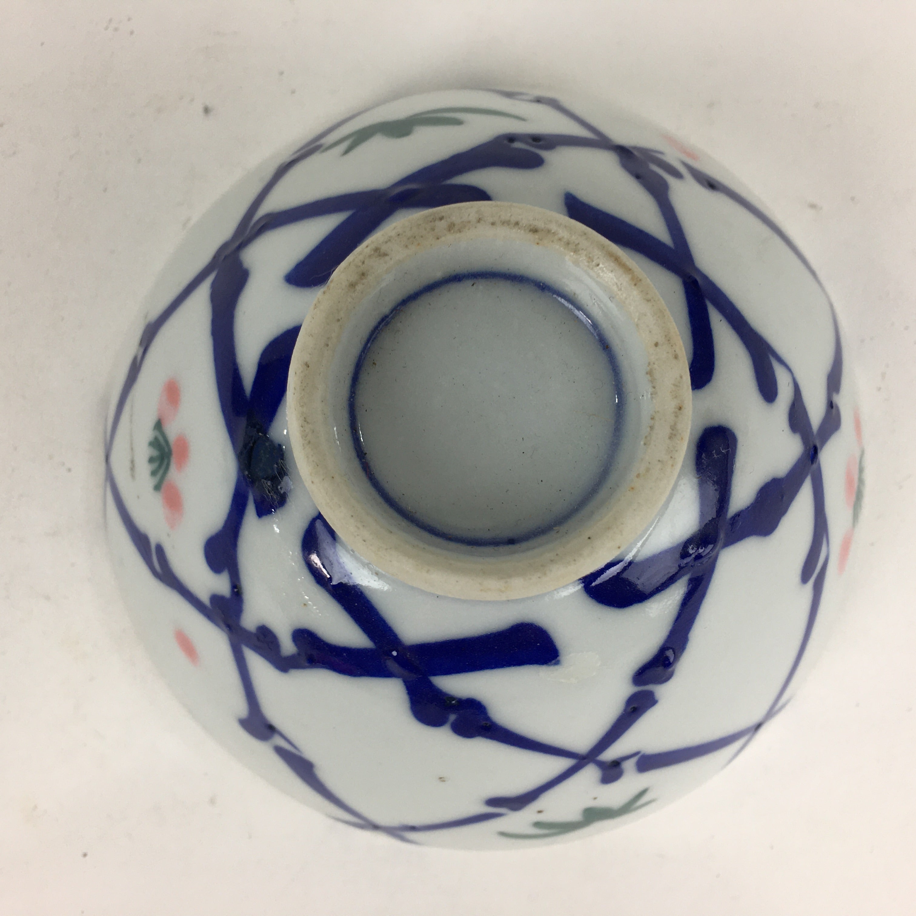 Japanese Porcelain Rice Bowl Vtg Plum blossoms Sometsuke White Chawan PP887