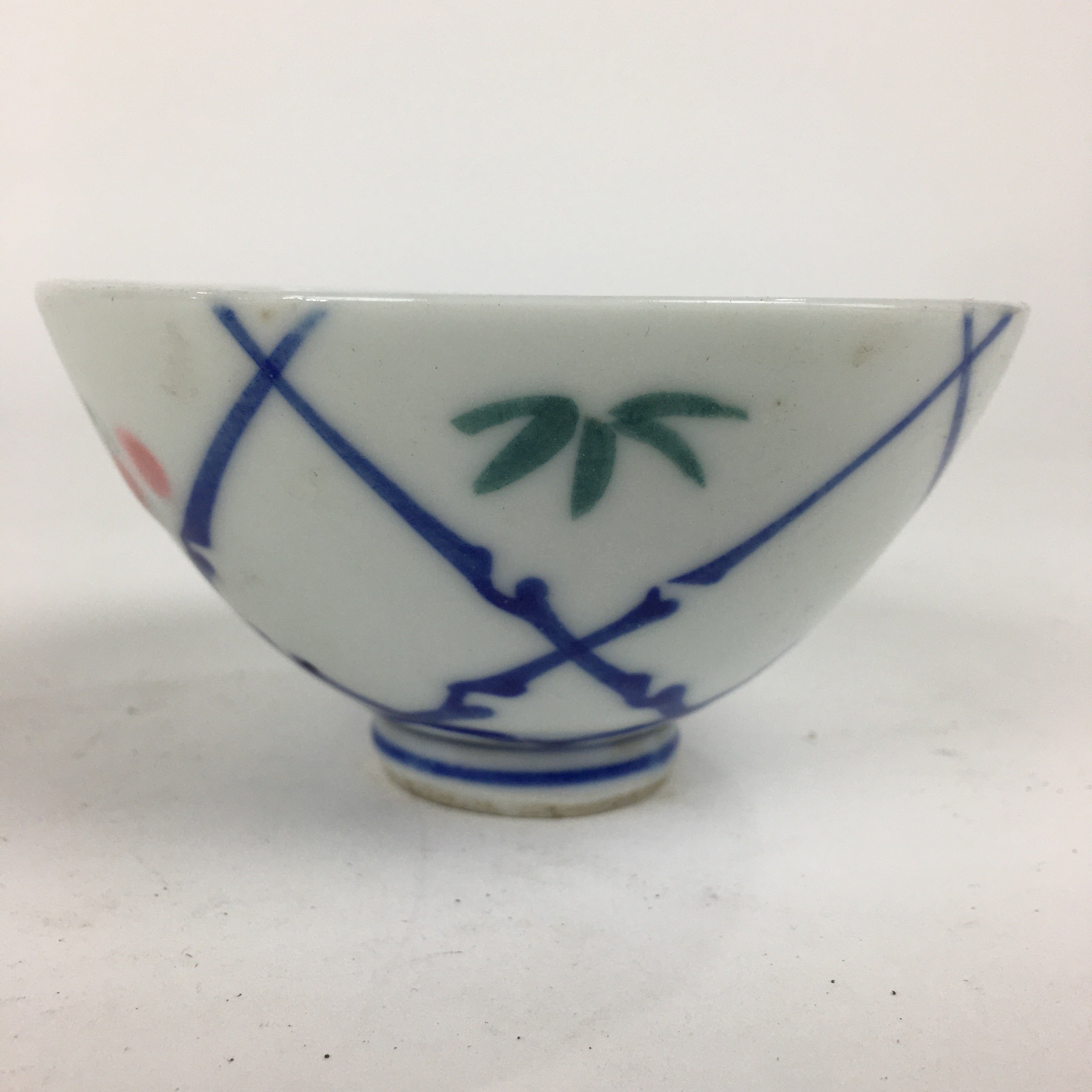 Japanese Porcelain Rice Bowl Vtg Plum blossoms Sometsuke White Chawan PP888