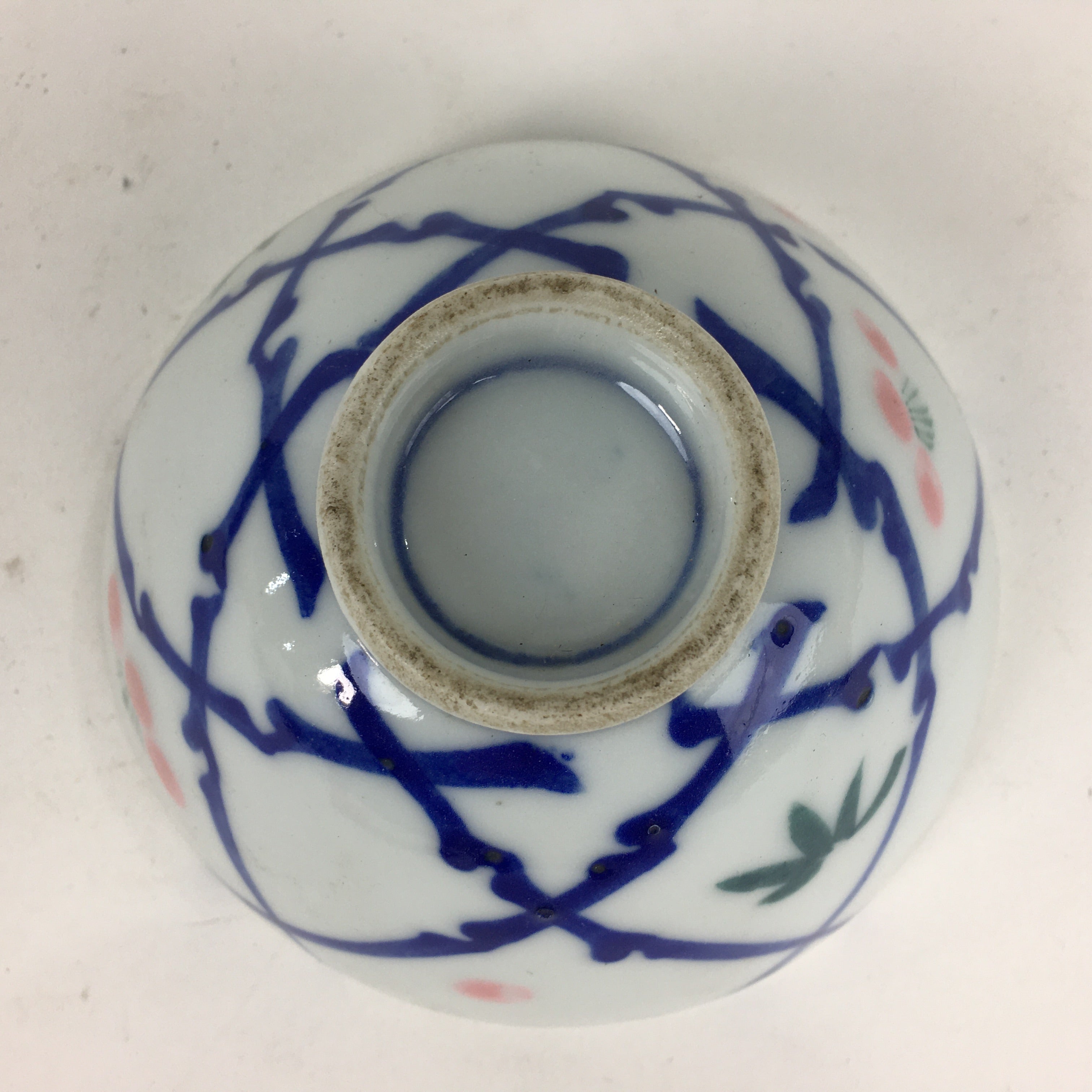 Japanese Porcelain Rice Bowl Vtg Plum blossoms Sometsuke White Chawan PP888