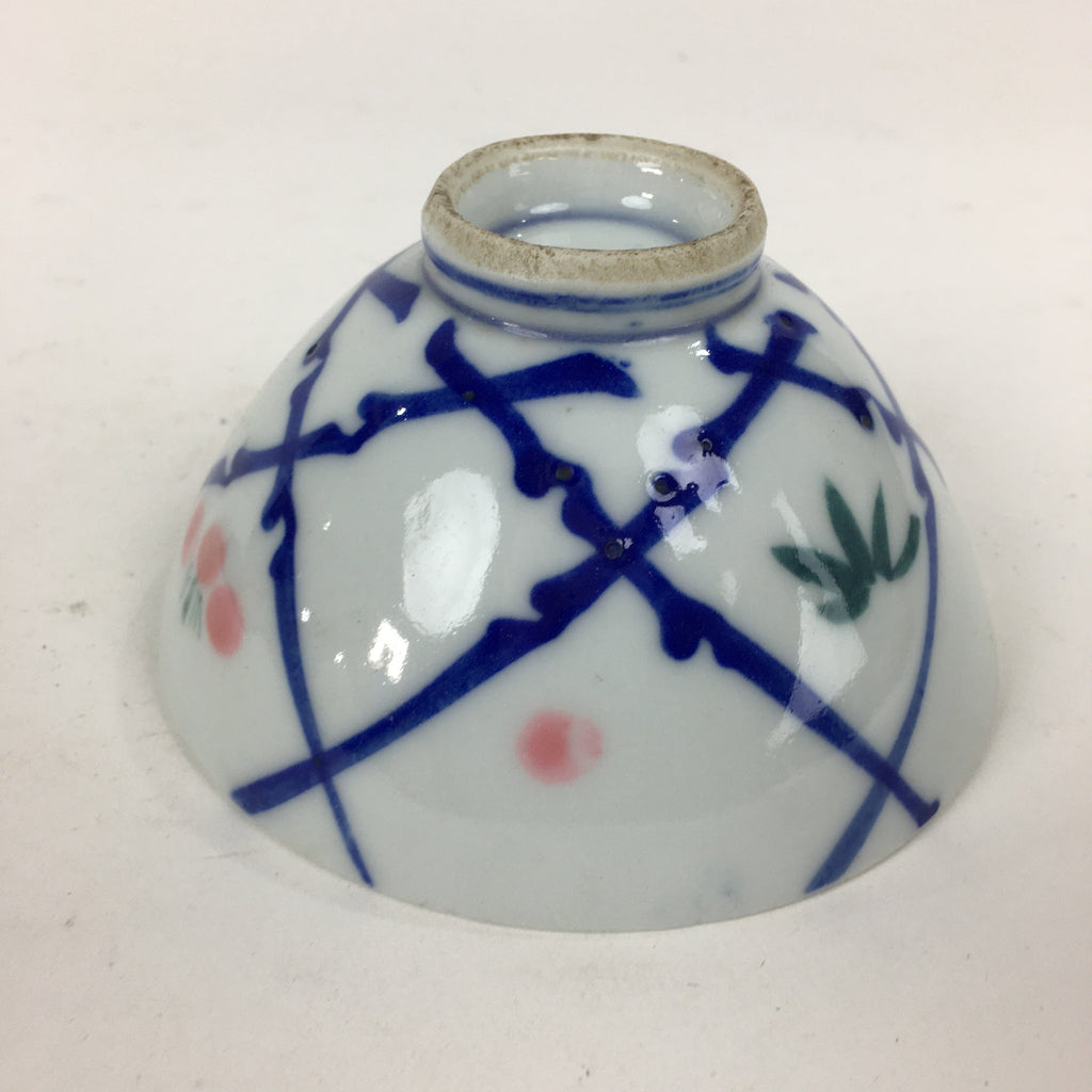Japanese Porcelain Rice Bowl Vtg Plum blossoms Sometsuke White Chawan PP888