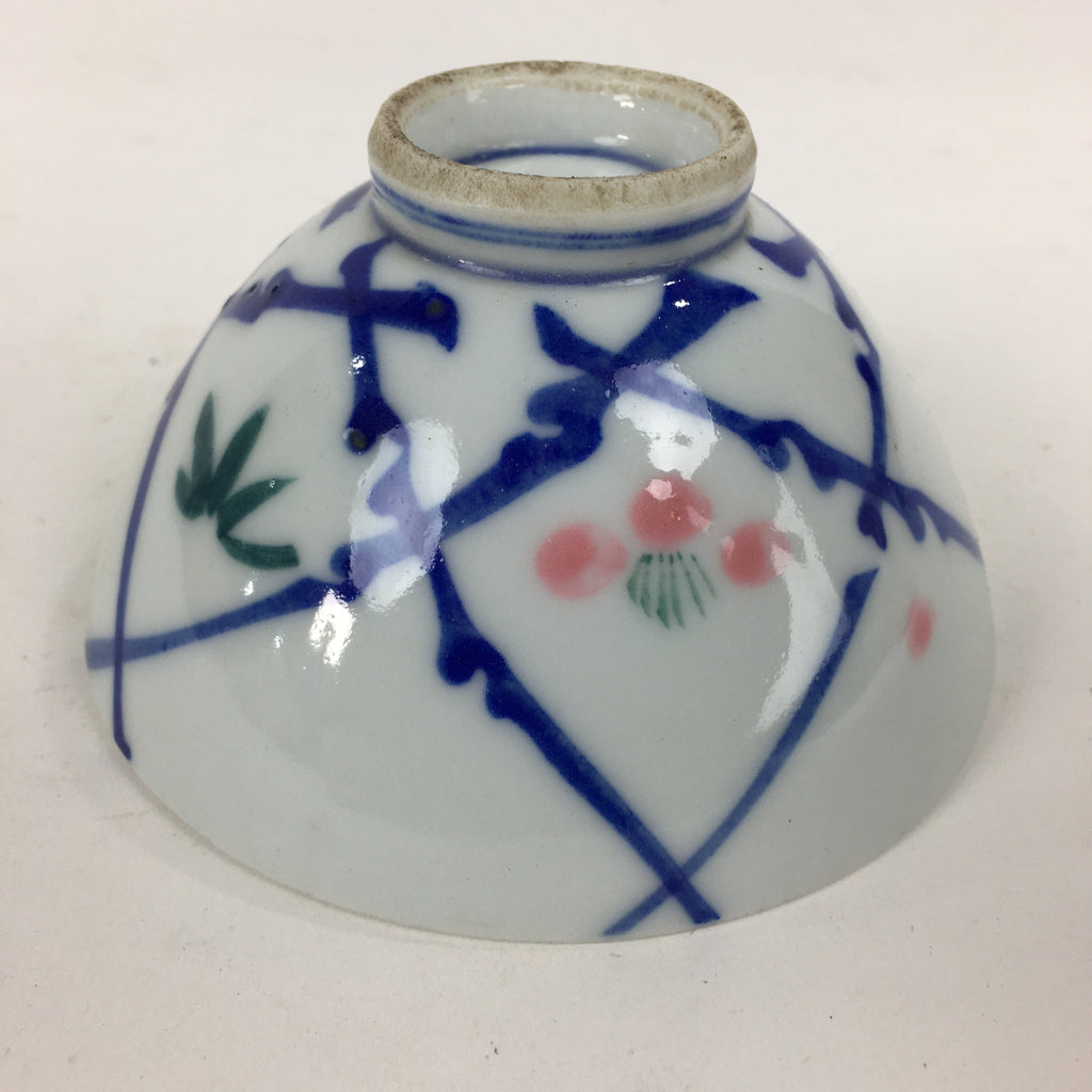 Japanese Porcelain Rice Bowl Vtg Plum blossoms Sometsuke White Chawan PP888