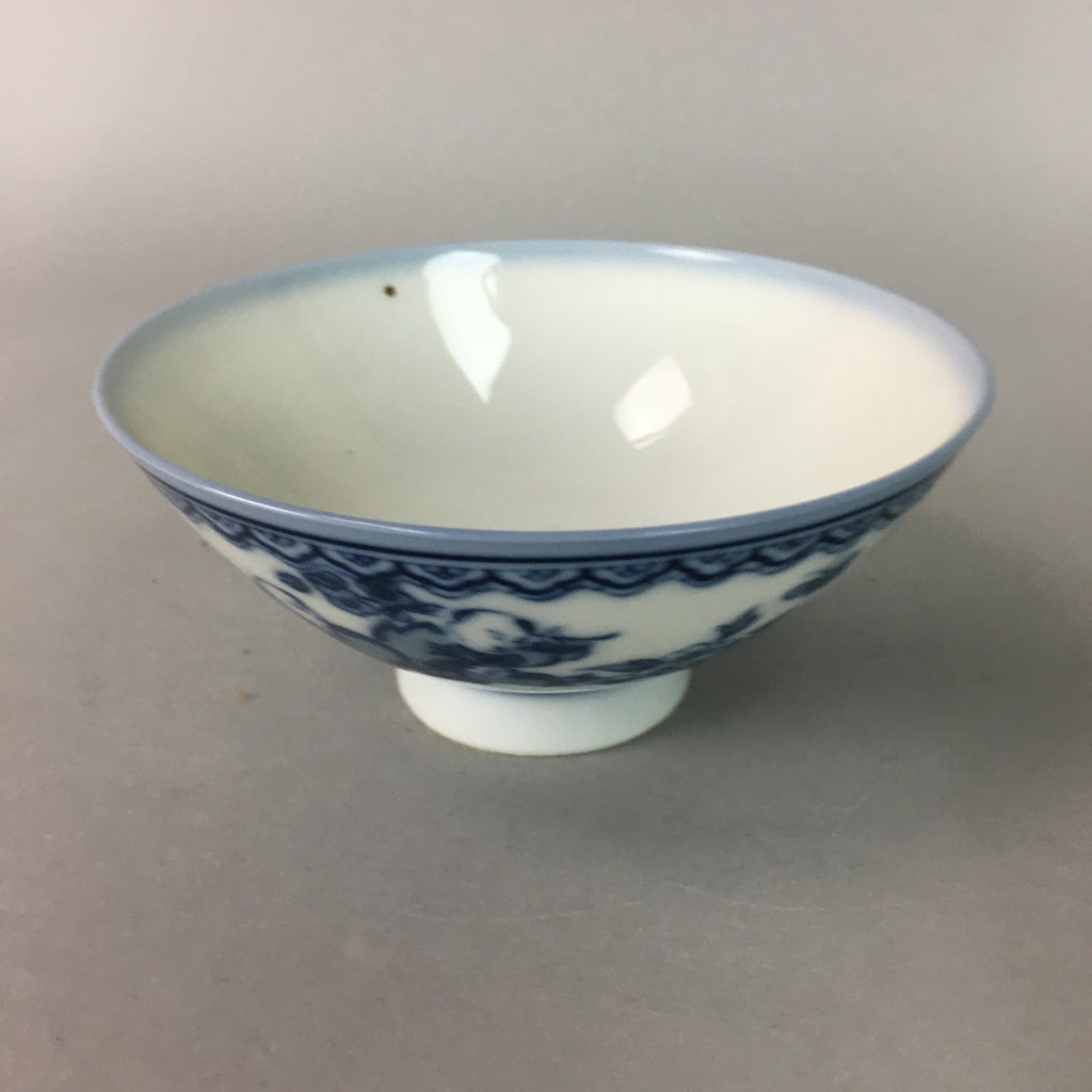 Japanese Porcelain Rice Bowl Vtg Sometsuke Blue White Child Karako PP69