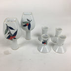 Japanese Porcelain Sake Bottle Cup Set Vtg Guinomi Sakezuki Tokkuri White TS326
