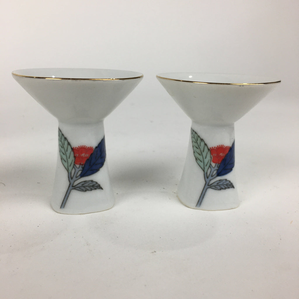 Japanese Porcelain Sake Bottle Cup Set Vtg Guinomi Sakezuki Tokkuri White TS326