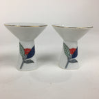 Japanese Porcelain Sake Bottle Cup Set Vtg Guinomi Sakezuki Tokkuri White TS326