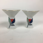 Japanese Porcelain Sake Bottle Cup Set Vtg Guinomi Sakezuki Tokkuri White TS326