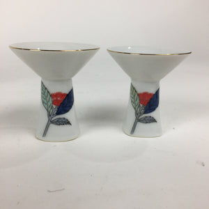 Japanese Porcelain Sake Bottle Cup Set Vtg Guinomi Sakezuki Tokkuri White TS326