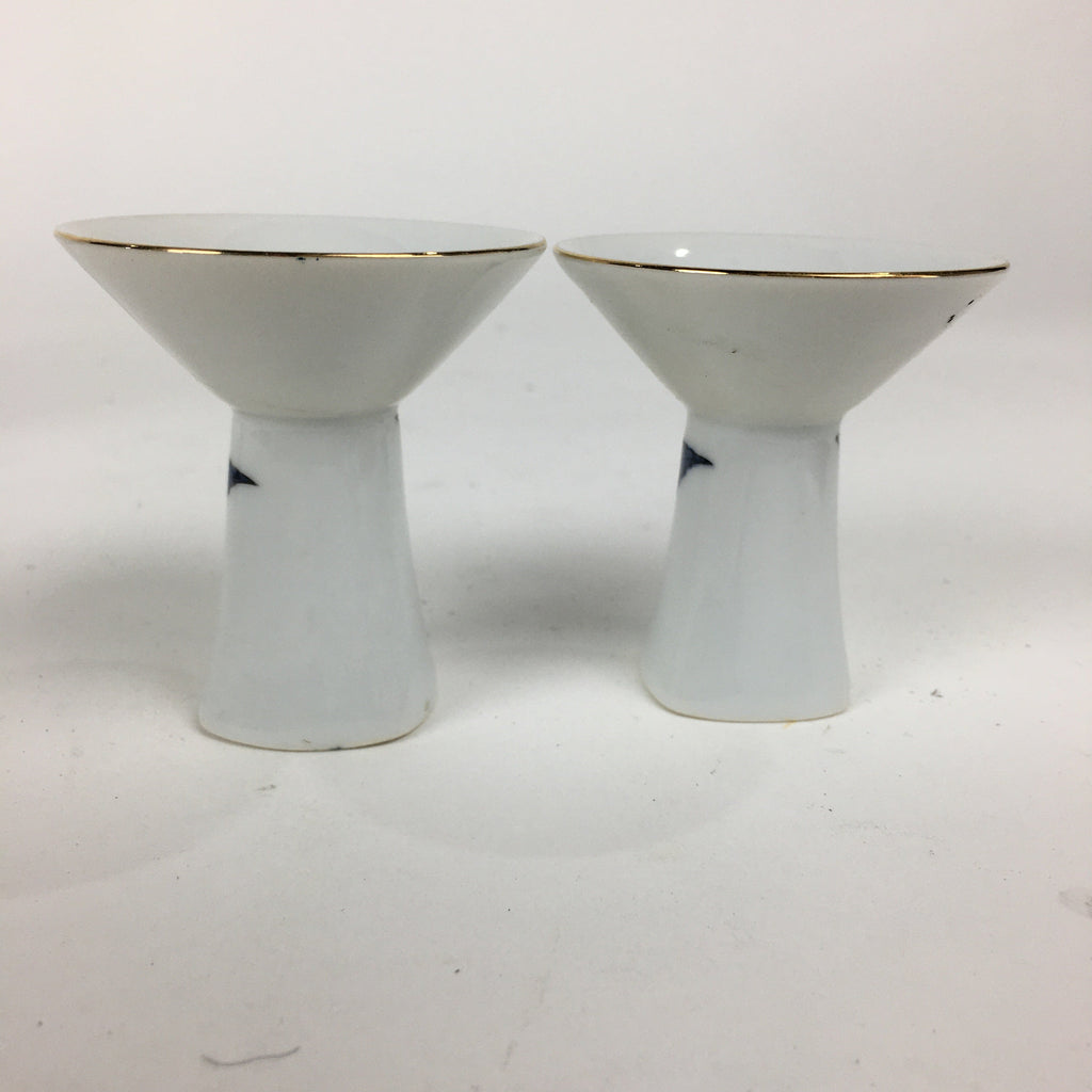 Japanese Porcelain Sake Bottle Cup Set Vtg Guinomi Sakezuki Tokkuri White TS326