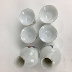 Japanese Porcelain Sake Bottle Cup Set Vtg Guinomi Sakezuki Tokkuri White TS326