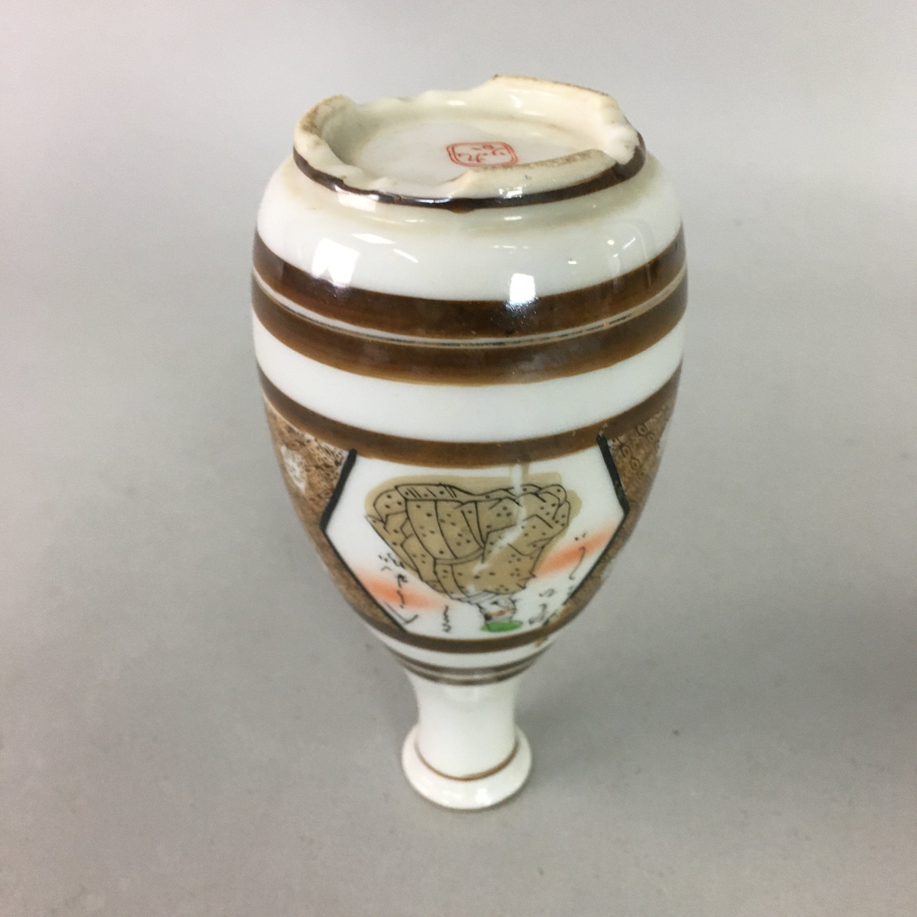 Japanese Porcelain Sake Bottle Kutani ware Vtg Tokkuri Poem Kimono TS220