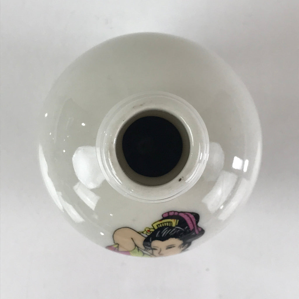 Japanese Porcelain Sake Bottle Pottery Naked Kimono Woman Tokkuri White TS468