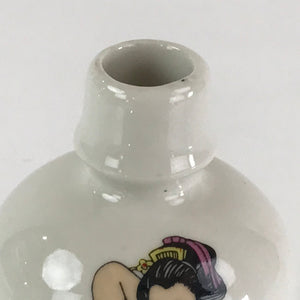 Japanese Porcelain Sake Bottle Pottery Naked Kimono Woman Tokkuri White TS468