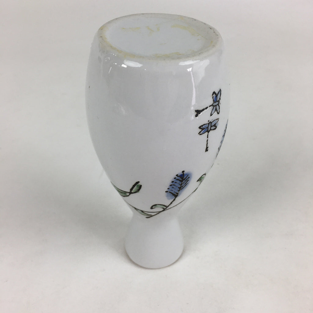 Japanese Porcelain Sake Bottle Vtg Blue Flower Butterfly Tokkuri White TS394
