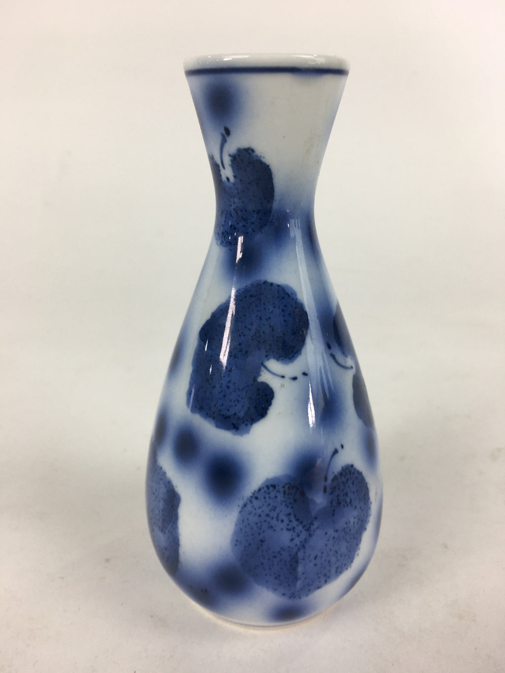 Japanese Porcelain Sake Bottle Vtg Blue Leaf Pattern Design Tokkuri TS379