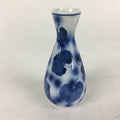 Japanese Porcelain Sake Bottle Vtg Blue Leaf Pattern Design Tokkuri TS379