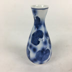 Japanese Porcelain Sake Bottle Vtg Blue Leaf Pattern Design Tokkuri TS379