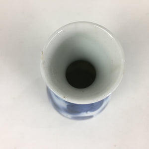 Japanese Porcelain Sake Bottle Vtg Blue Leaf Pattern Design Tokkuri TS380