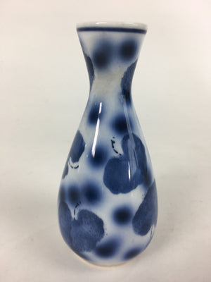 Japanese Porcelain Sake Bottle Vtg Blue Leaf Pattern Design Tokkuri TS381