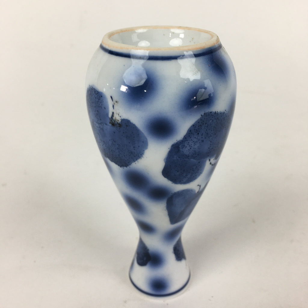 Japanese Porcelain Sake Bottle Vtg Blue Leaf Pattern Design Tokkuri TS381