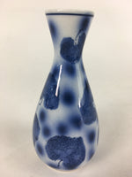 Japanese Porcelain Sake Bottle Vtg Blue Leaf Pattern Design Tokkuri TS382