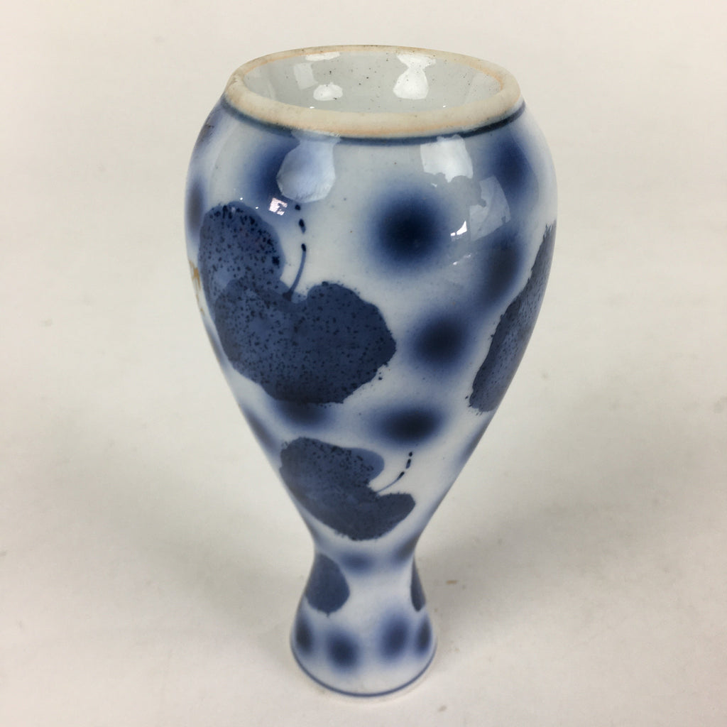 Japanese Porcelain Sake Bottle Vtg Blue Leaf Pattern Design Tokkuri TS383