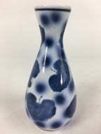 Japanese Porcelain Sake Bottle Vtg Blue Leaf Pattern Design Tokkuri TS384