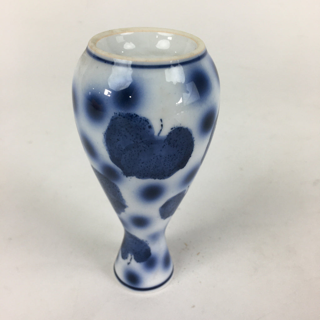 Japanese Porcelain Sake Bottle Vtg Blue Leaf Pattern Design Tokkuri TS384