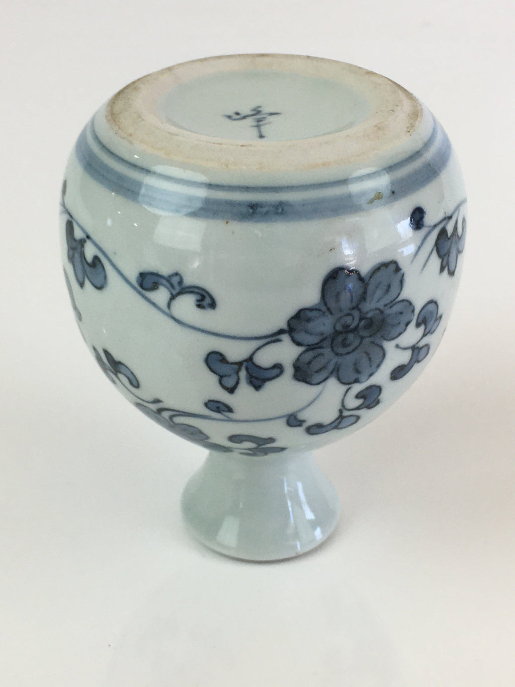 Japanese Porcelain Sake Bottle Vtg Blue Sometsuke Flower Tokkuri White TS434