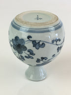 Japanese Porcelain Sake Bottle Vtg Blue Sometsuke Flower Tokkuri White TS434