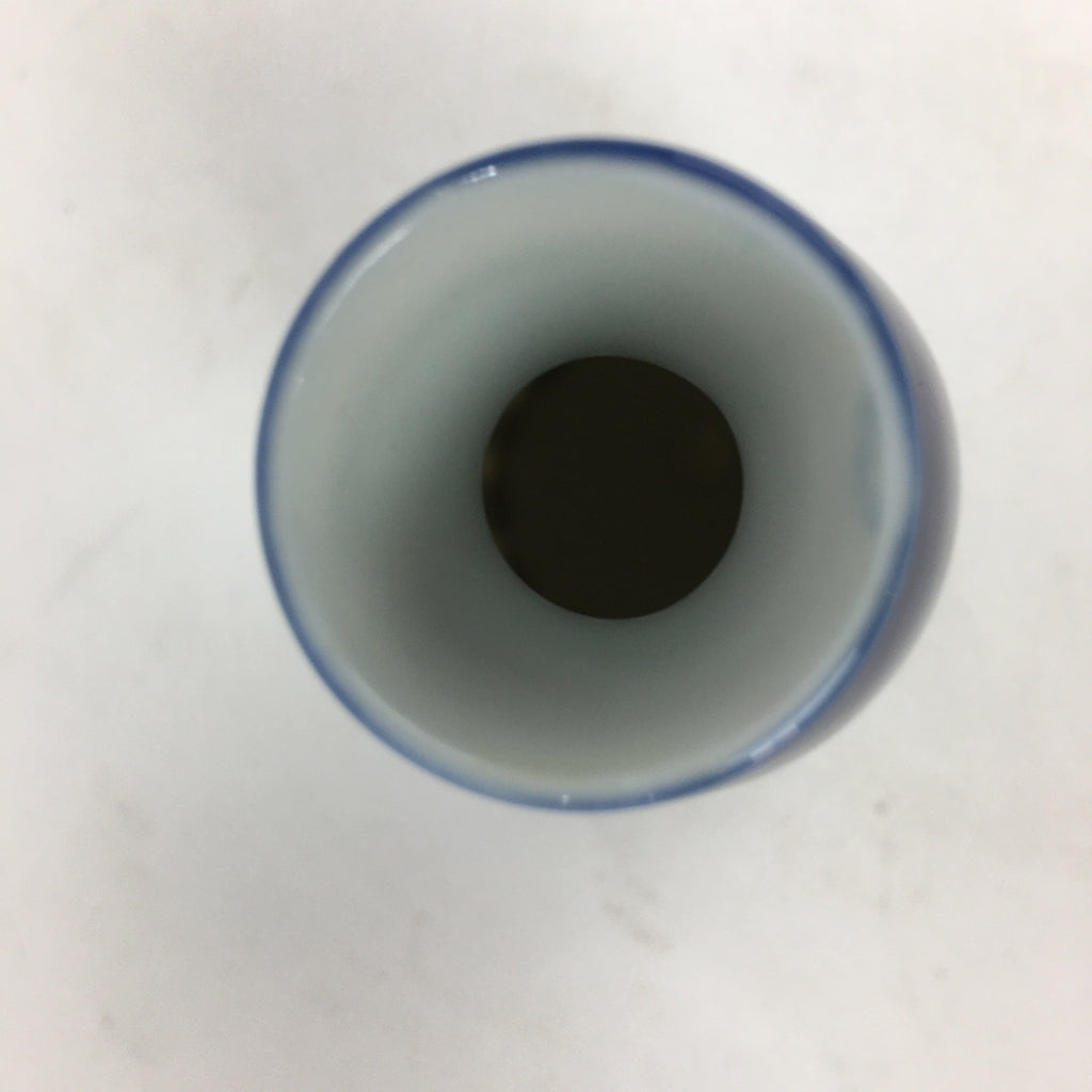 Japanese Porcelain Sake Bottle Vtg Blue White Shinogi Design Tokkuri TS355