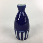 Japanese Porcelain Sake Bottle Vtg Blue White Shinogi Design Tokkuri TS356