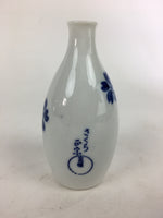 Japanese Porcelain Sake Bottle Vtg Cherry Blossom Design White Tokkuri TS346