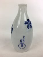Japanese Porcelain Sake Bottle Vtg Cherry Blossom Design White Tokkuri TS347