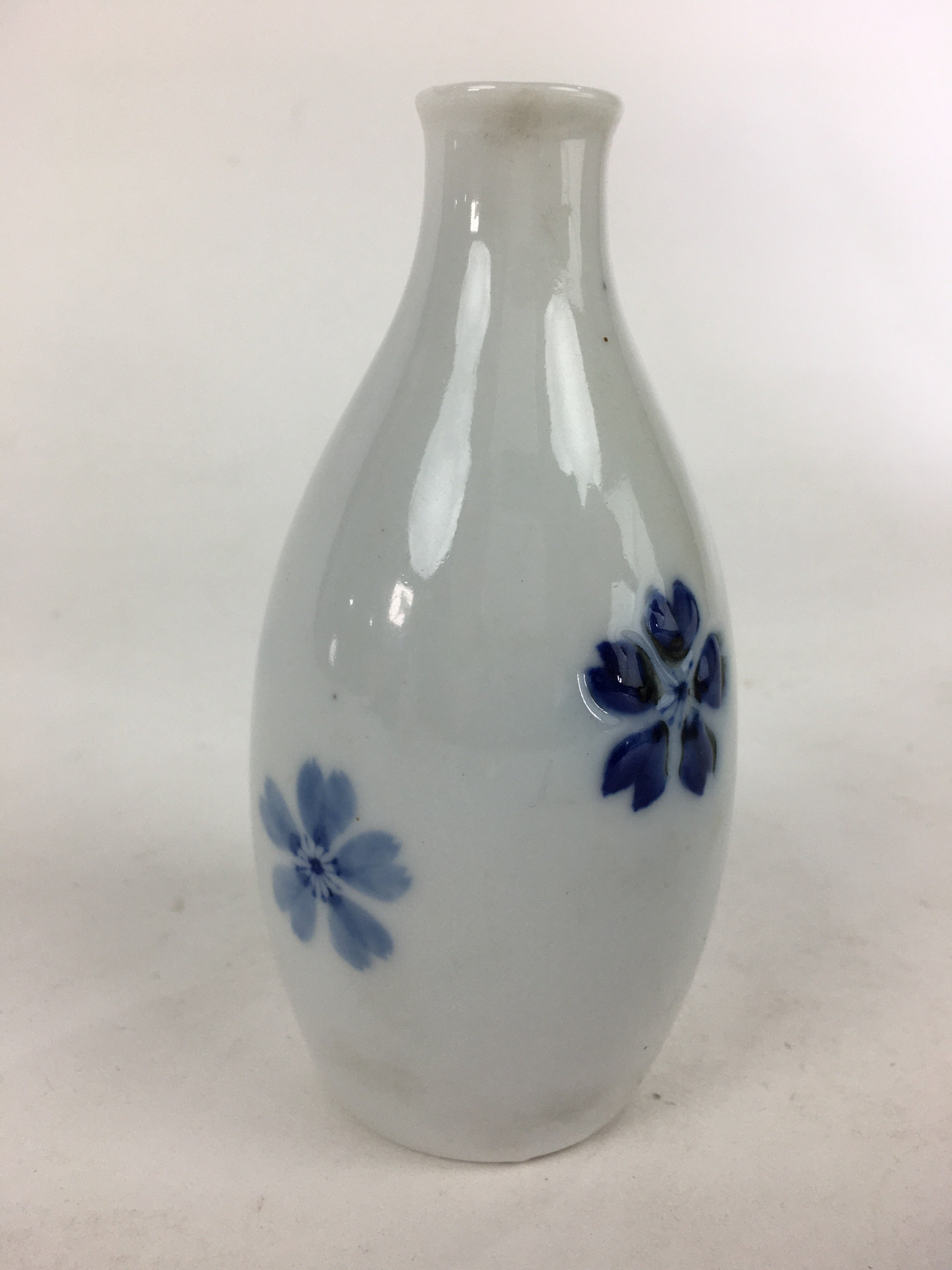 Japanese Porcelain Sake Bottle Vtg Cherry Blossom Design White Tokkuri TS347