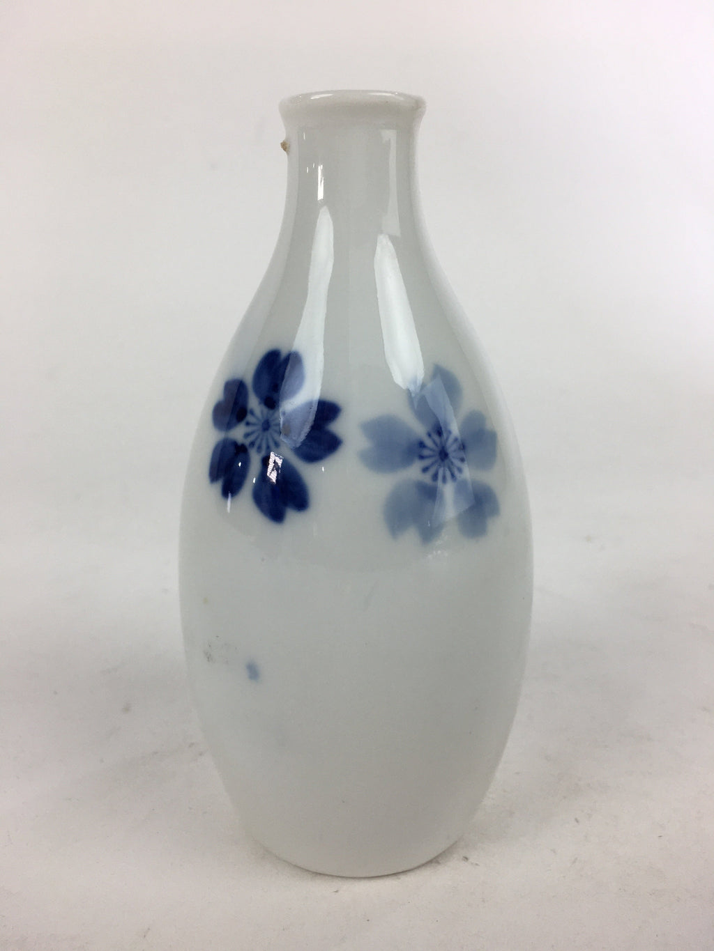 Japanese Porcelain Sake Bottle Vtg Cherry Blossom Design White Tokkuri TS348