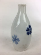 Japanese Porcelain Sake Bottle Vtg Cherry Blossom Design White Tokkuri TS348