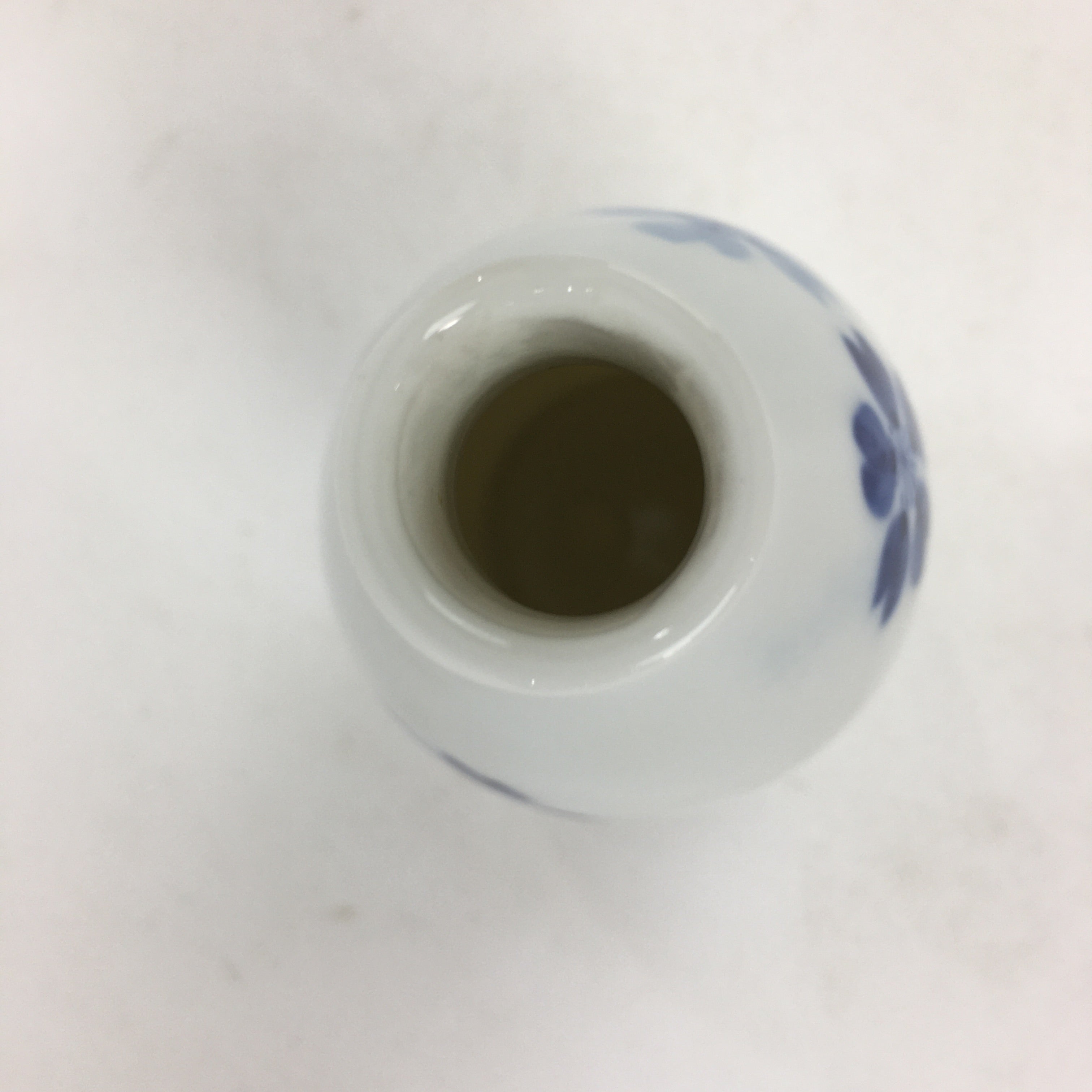 Japanese Porcelain Sake Bottle Vtg Cherry Blossom Design White Tokkuri TS348