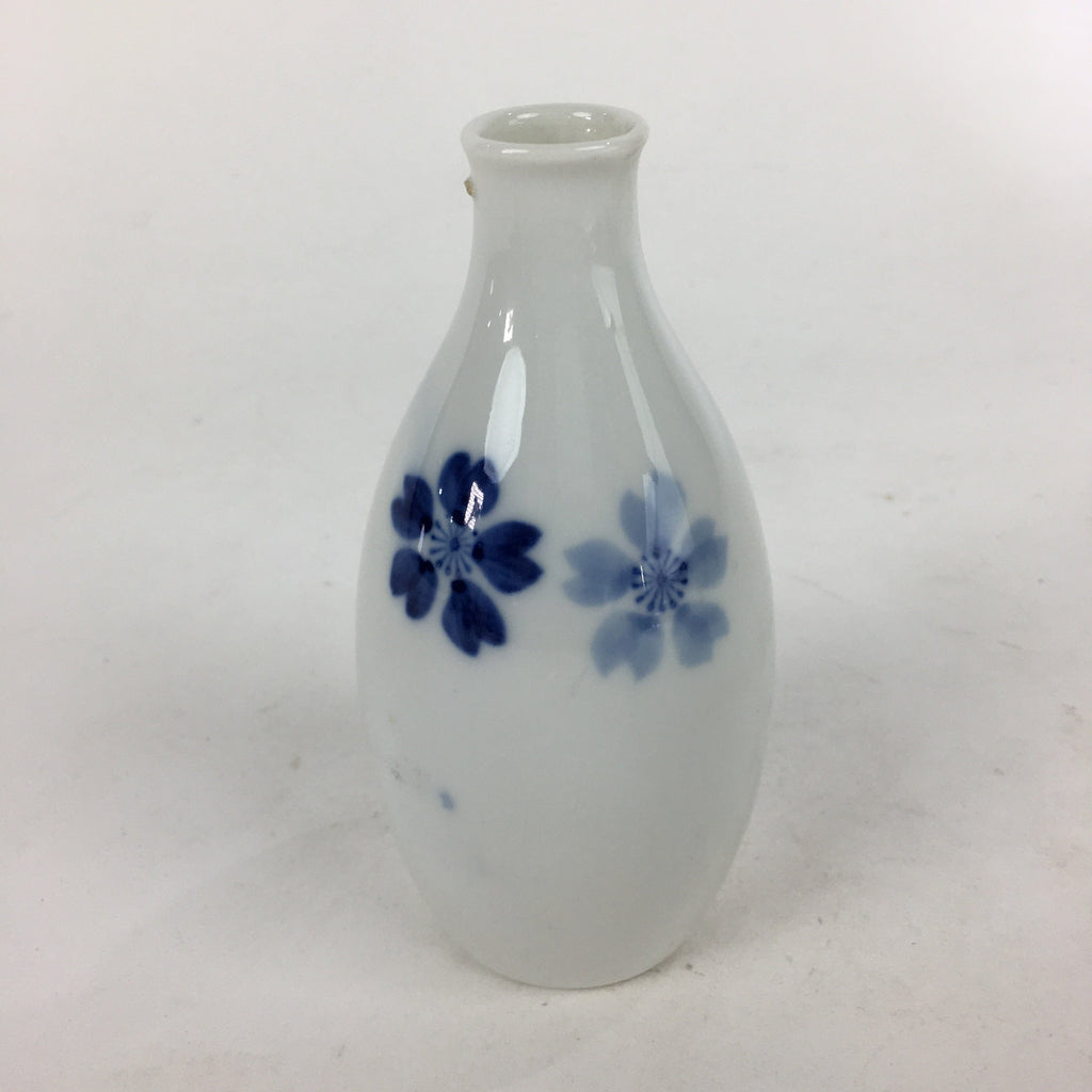 Japanese Porcelain Sake Bottle Vtg Cherry Blossom Design White Tokkuri TS348