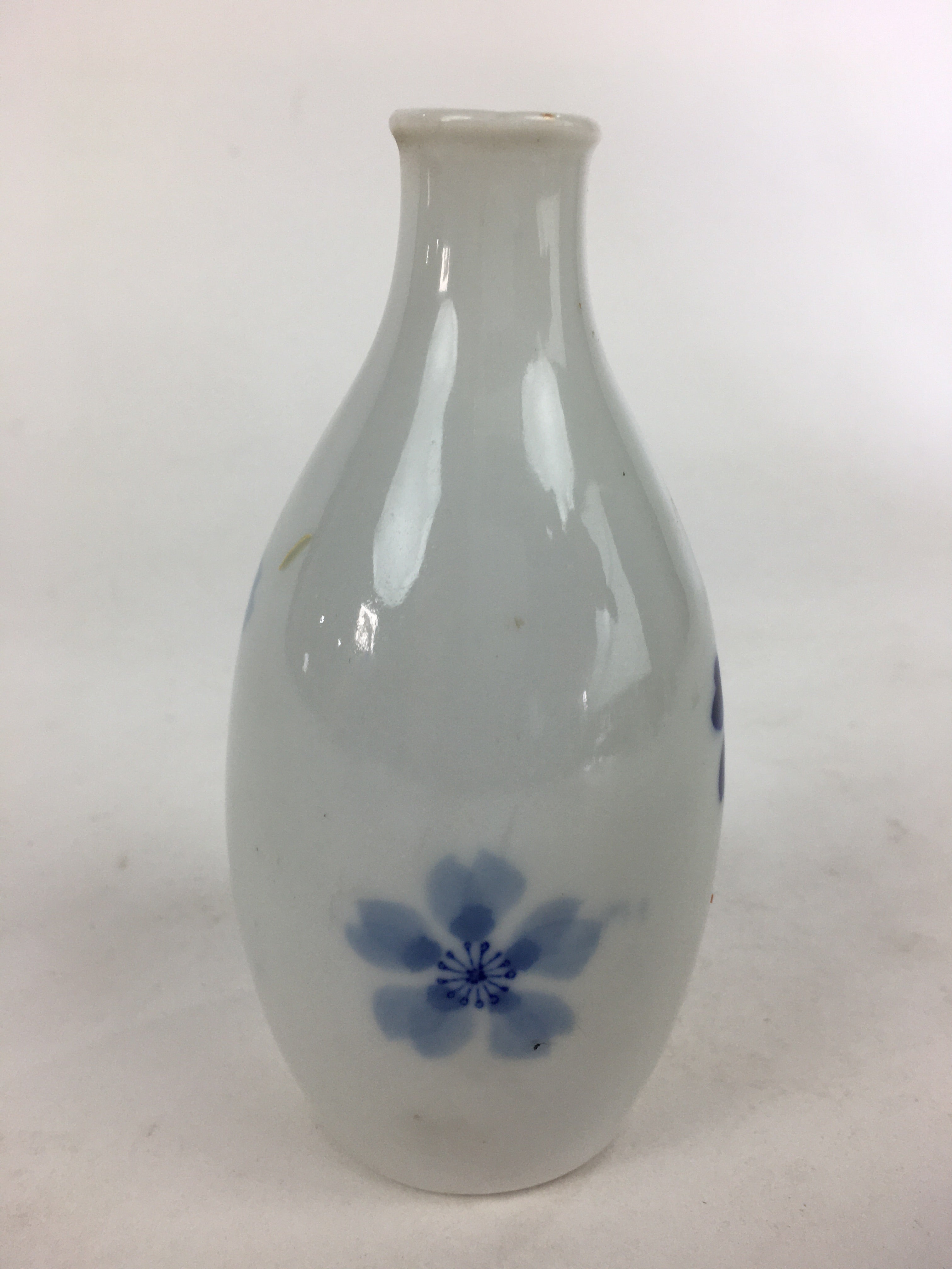 Japanese Porcelain Sake Bottle Vtg Cherry Blossom Design White Tokkuri TS349