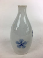 Japanese Porcelain Sake Bottle Vtg Cherry Blossom Design White Tokkuri TS349