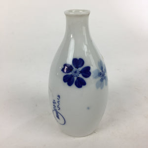 Japanese Porcelain Sake Bottle Vtg Cherry Blossom Design White Tokkuri TS349