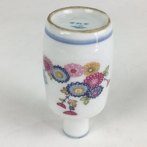 Japanese Porcelain Sake Bottle Vtg Chrysanthemum Tokkuri White TS391