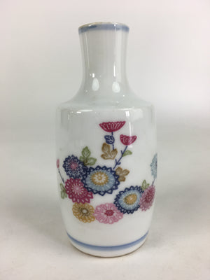 Japanese Porcelain Sake Bottle Vtg Chrysanthemum Tokkuri White TS391