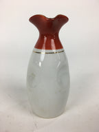 Japanese Porcelain Sake Bottle Vtg Dimple Red Spout White Tokkuri TS330