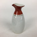 Japanese Porcelain Sake Bottle Vtg Dimple Red Spout White Tokkuri TS330