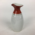 Japanese Porcelain Sake Bottle Vtg Dimple Red Spout White Tokkuri TS330