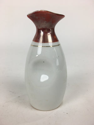 Japanese Porcelain Sake Bottle Vtg Dimple Red Spout White Tokkuri TS331