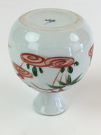 Japanese Porcelain Sake Bottle Vtg Hand Painted Flower Tokkuri White TS432