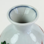 Japanese Porcelain Sake Bottle Vtg Hand Painted Flower Tokkuri White TS432