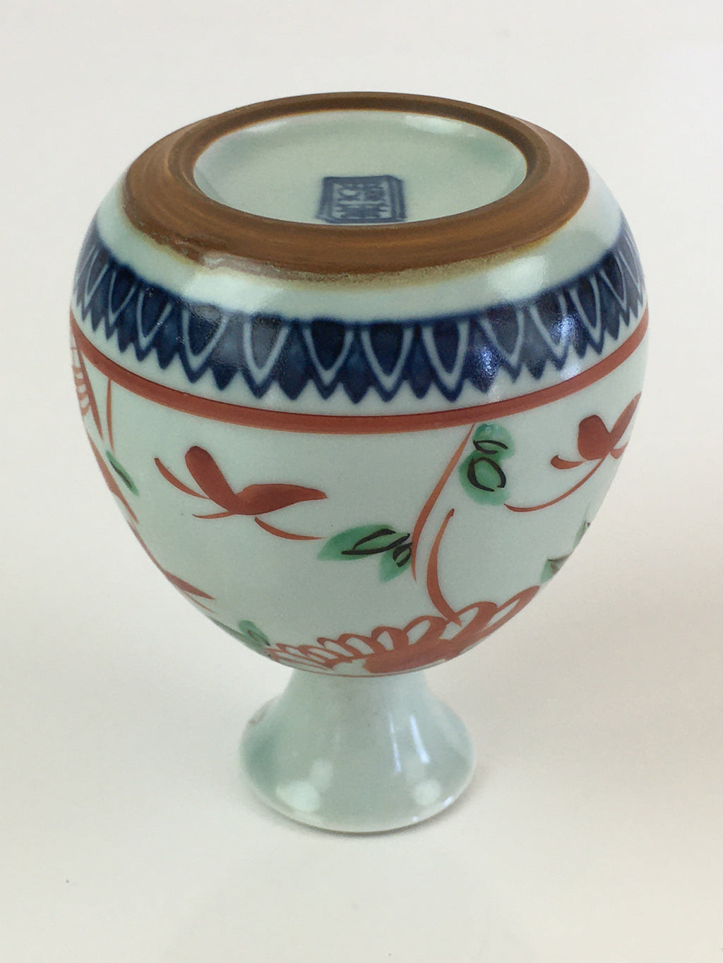 Japanese Porcelain Sake Bottle Vtg Hand-Painted Flower Tokkuri White TS435